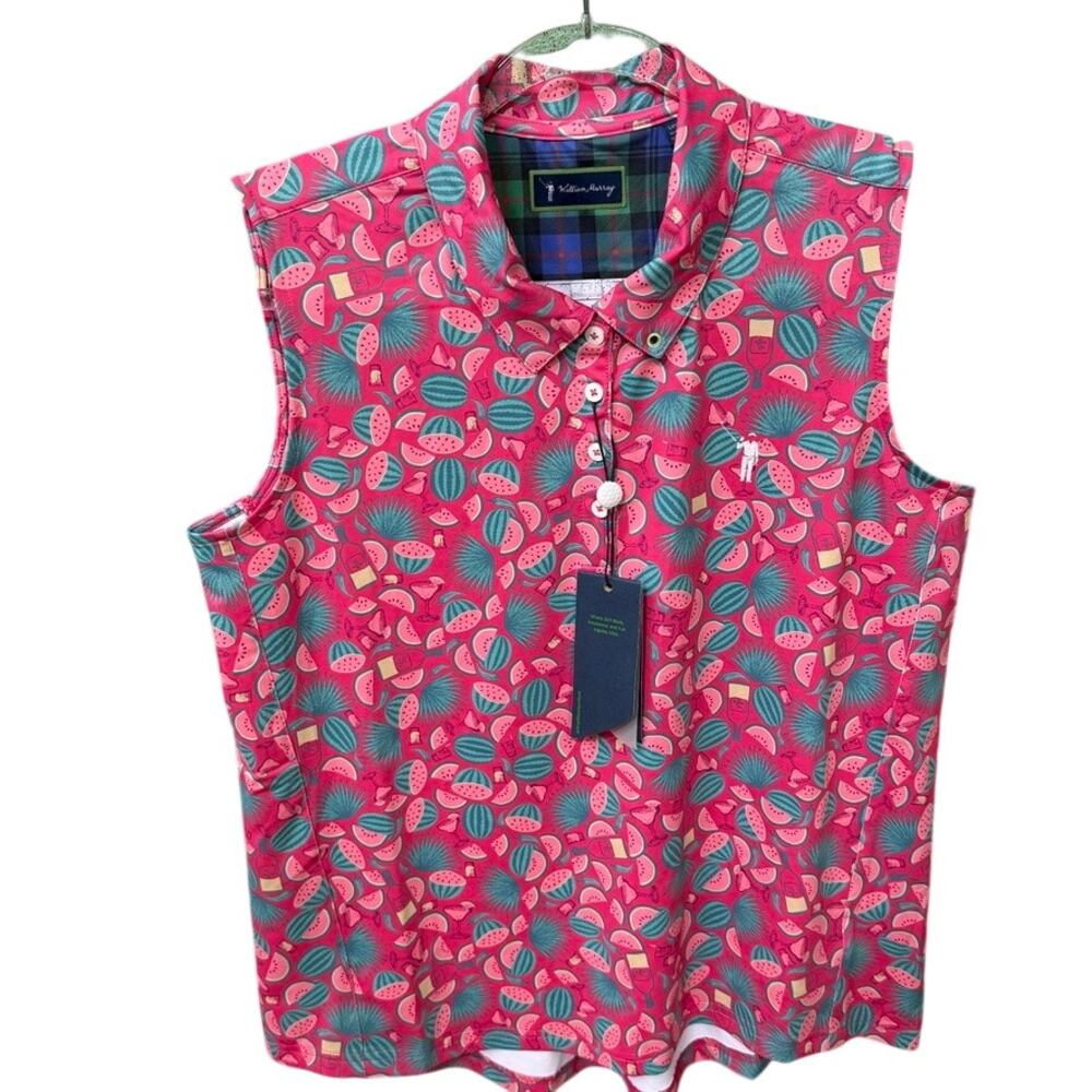William Murray Golf Shirt Women Size Large Watermelon Fruit Print New Sleeveless